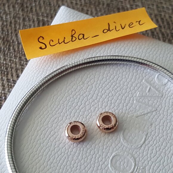 RARE Pandora Two-Tone Rose Gold Silver Moments Snake Chain Open Bracelet Bangle - Picture 7 of 12